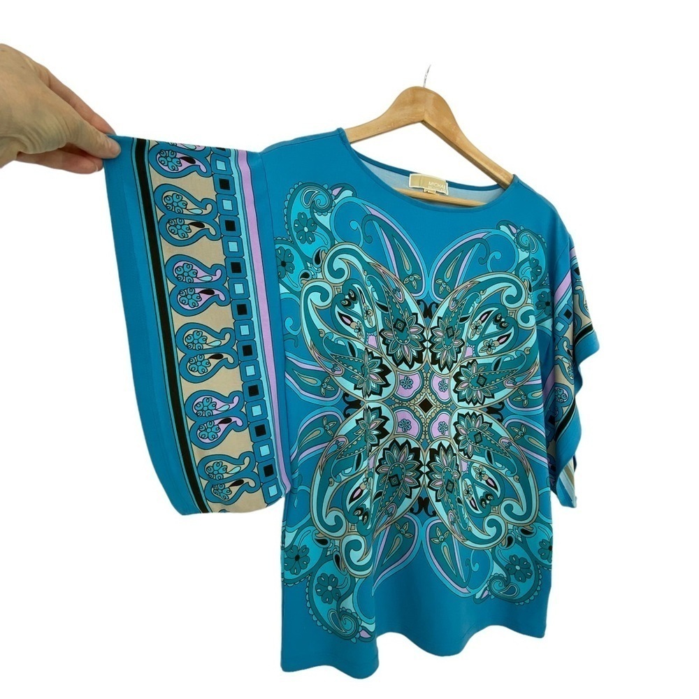 Michael Michael Kors turquoise blue butterfly sleeve blouse, S - Picture 3 of 11